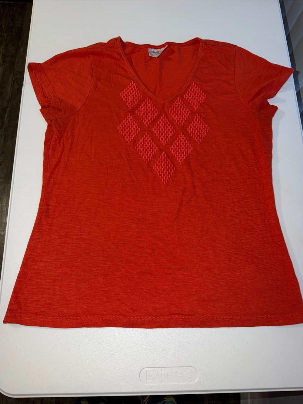 Allison Brittney women's short-sleeve V-neck knit top T0108